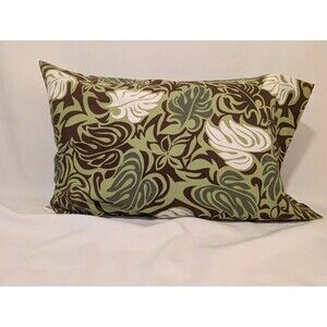 Green  Poly-Cotton Pillowcase with Brown, Green, and White Monsteras | Handmade